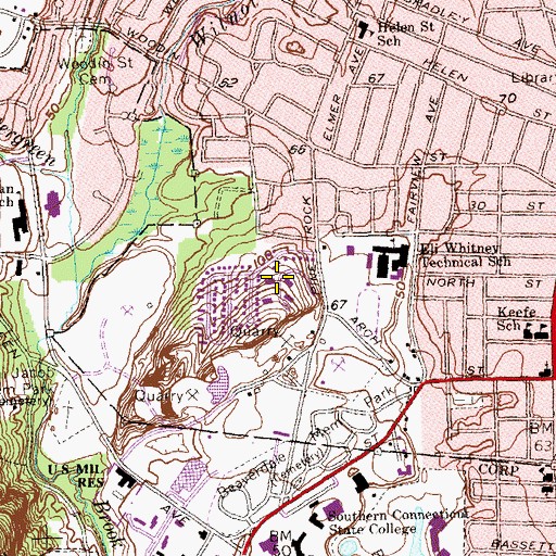 Topographic Map of North Campus Residence Complex, CT