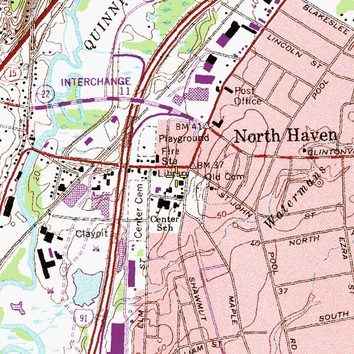 Topographic Map of North Haven Town Hall, CT