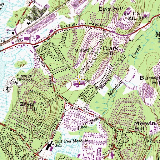 Topographic Map of Orchard Hills School, CT
