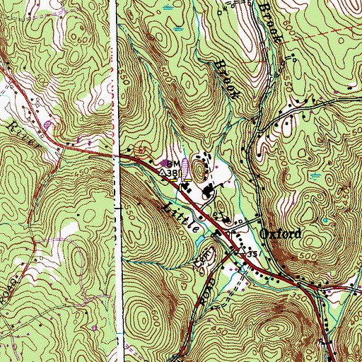 Topographic Map of Oxford Public Library, CT