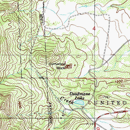 Topographic Map of Cathedral Rock, CO