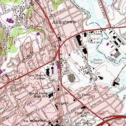 Topographic Map of Quigley Stadium, CT