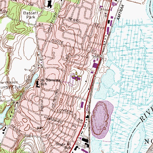 Topographic Map of Ridge Hill School, CT