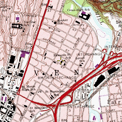 Topographic Map of Saint Josephs Church, CT
