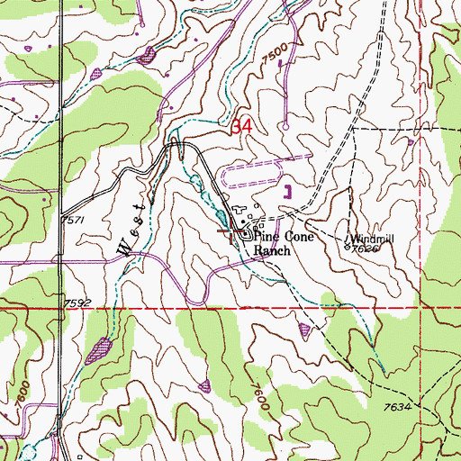 Topographic Map of Pine Cone Ranch, CO