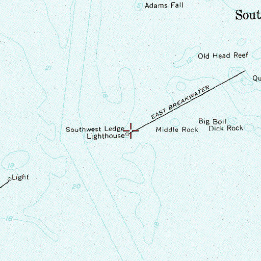 Topographic Map of South West Ledge, CT