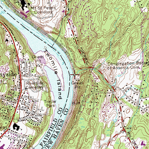 Topographic Map of Turkey Hill Brook, CT