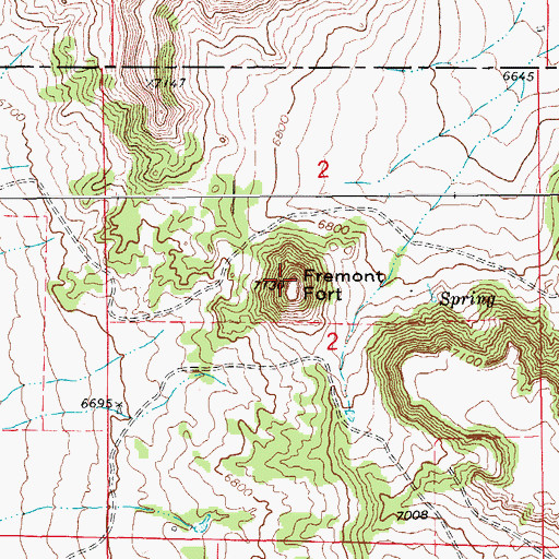 Topographic Map of Fremont Fort, CO