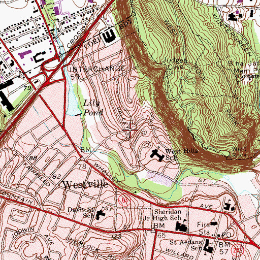 Topographic Map of West Hills, CT