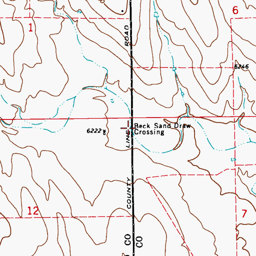 Topographic Map of Beck Sand Draw Crossing, CO