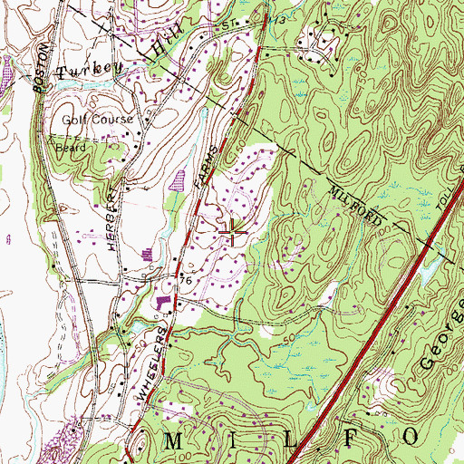 Topographic Map of Wheelers Farm, CT