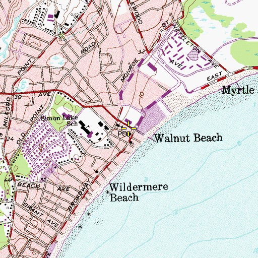 Topographic Map of Wildemere Station Post Office, CT