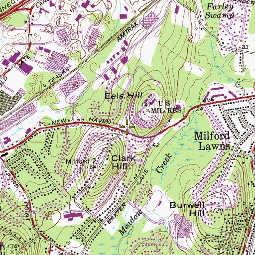 Topographic Map of Woodmont United Church of Christ, CT