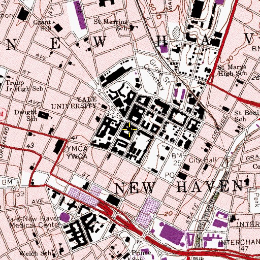 Topographic Map of Yale Art Gallery, CT