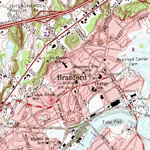 Topographic Map of Academy on the Green, CT