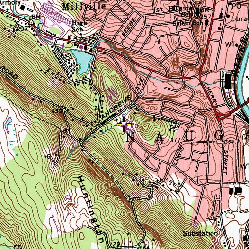 Topographic Map of Andrew Avenue School, CT