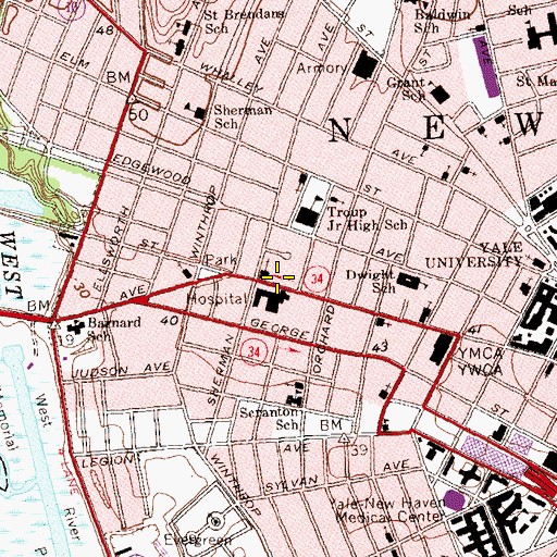 Topographic Map of Anthony Building Chapel, CT