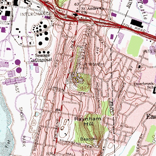 Topographic Map of Beacon Hill, CT