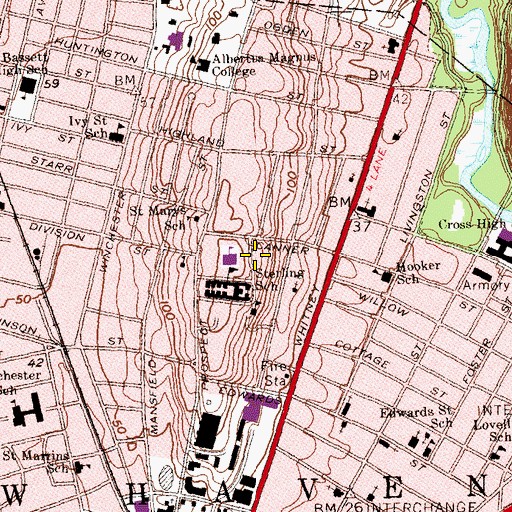Topographic Map of Bellamy Building, CT