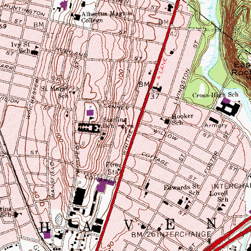 Topographic Map of Bethany Lutheran Church, CT