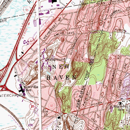 Topographic Map of Bishop Woods School, CT