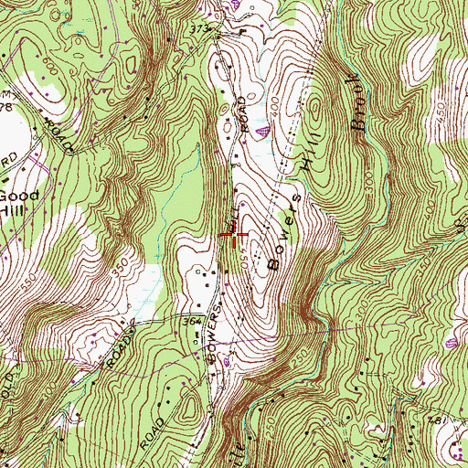 Topographic Map of Bowers Hill, CT