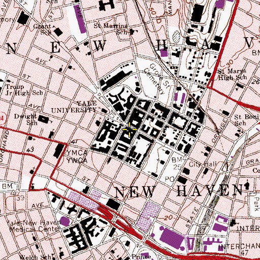 Topographic Map of Branford College, CT
