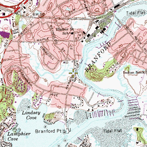 Topographic Map of Branford Point Historic District, CT
