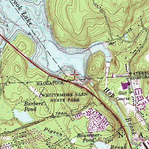 Topographic Map of Brook Glen Park, CT