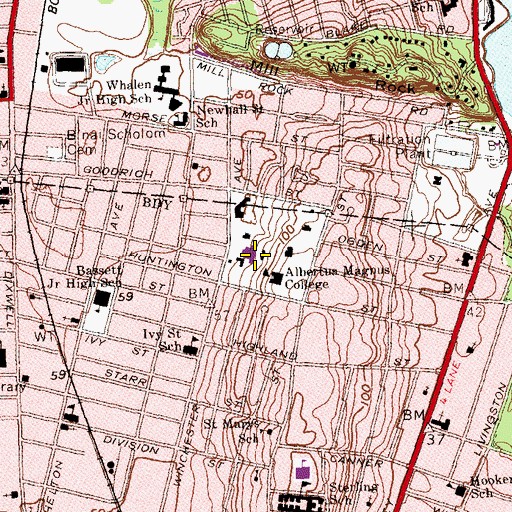 Topographic Map of Campus Center, CT