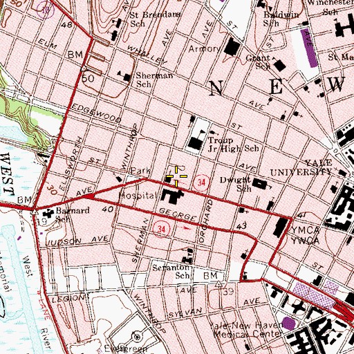 Topographic Map of Chapel Medical Building, CT