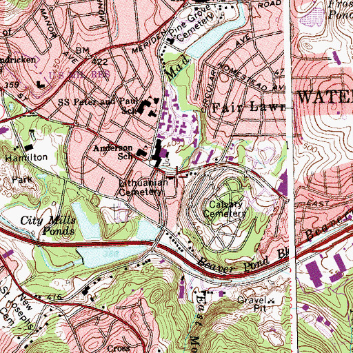 Topographic Map of Christ Episcopal Church, CT