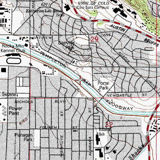 Topographic Map of Templeton Gap Floodway, CO