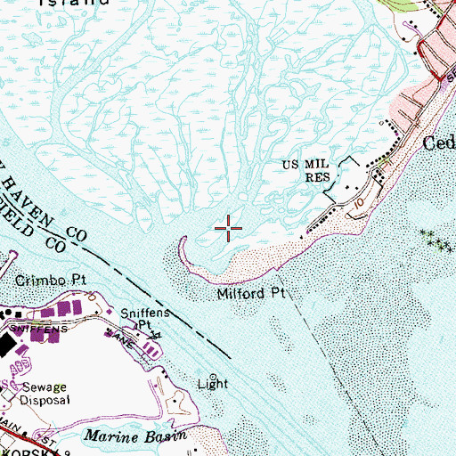 Topographic Map of Duck Island, CT