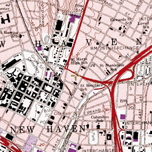 Topographic Map of Educational Center for the Arts, CT