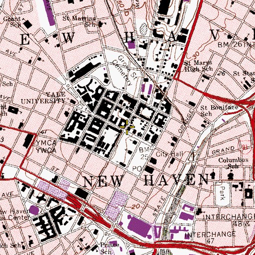 Topographic Map of First Methodist Church, CT