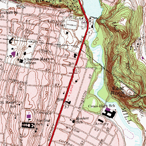 Topographic Map of First Presbyterian Church, CT