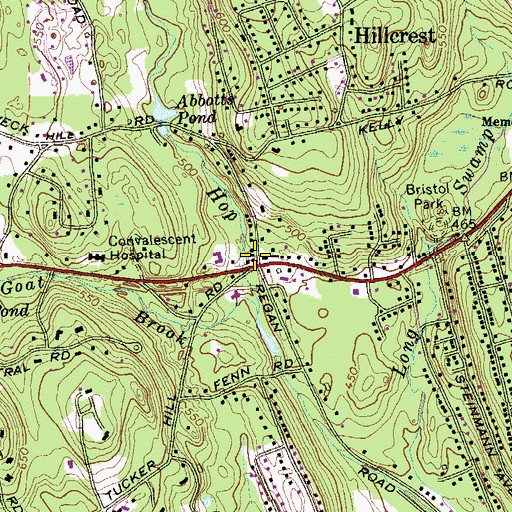 Topographic Map of Four Corners (historical), CT