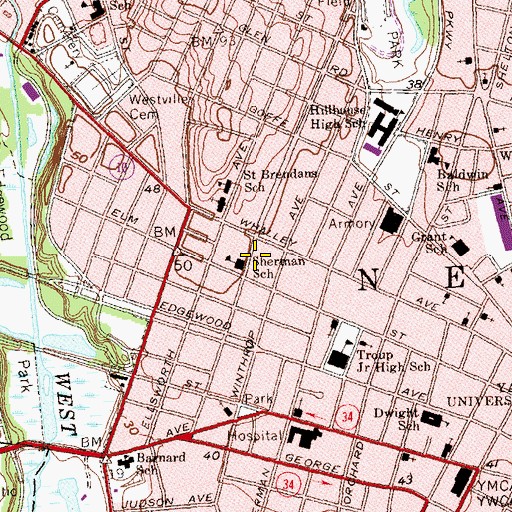 Topographic Map of Gan School, CT