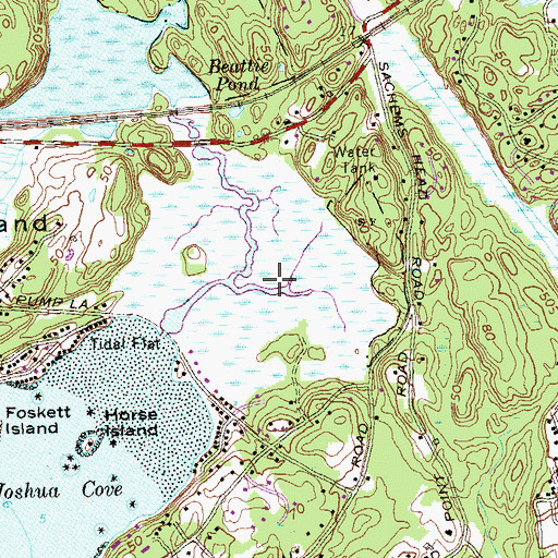 Topographic Map of Great Harbor Wildlife Area, CT