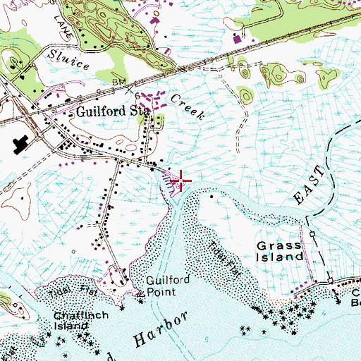 Topographic Map of Guilford Town Boat Landing, CT