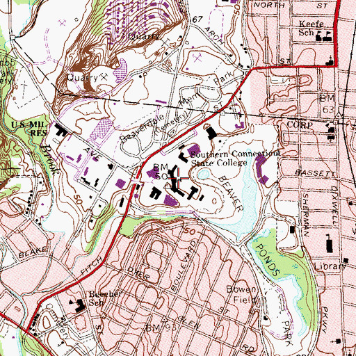 Topographic Map of Hilton C Buley Library, CT