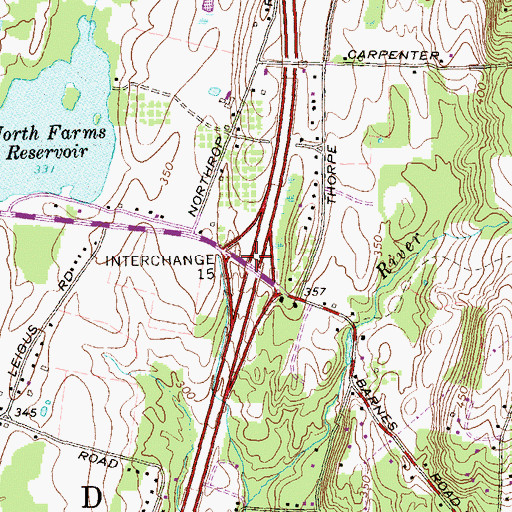 Topographic Map of Interchange 15, CT