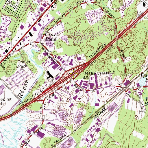 Topographic Map of Interchange 40, CT