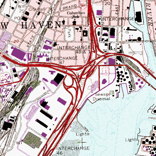 Topographic Map of Interchange 47, CT