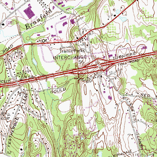 Topographic Map of Interchange 55, CT