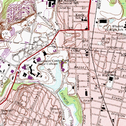 Topographic Map of Jackie Robinson Middle School, CT