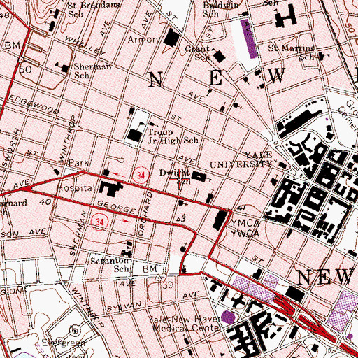Topographic Map of Kensington Playground, CT