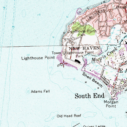 Topographic Map of Lighthouse Marina, CT