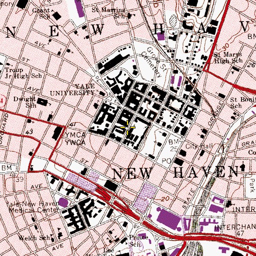 Topographic Map of Linsly-Chittenden Building, CT